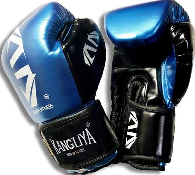 HIROMARE Boxing PU Breathable Punching Gloves for Martial and Kids Sparring 10 Gloves, Leather, Kickboxing, Training, Arts, Karate, Unisex, (Blue, Oz)