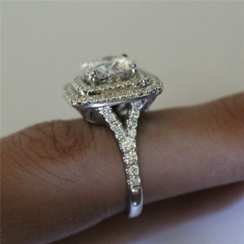 New Classic Cushion Shaped Rings Women Gorgeous Proposal Engagement Ring for Girlfriend Love Gift Wedding Bands CZ Jewelry