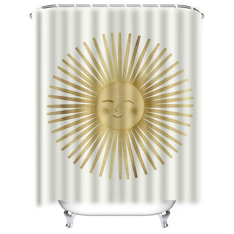 Golden Sun Design Waterproof Shower Curtain for Bathroom Decor, High-Quality Material and Perfect for Modern Bathrooms