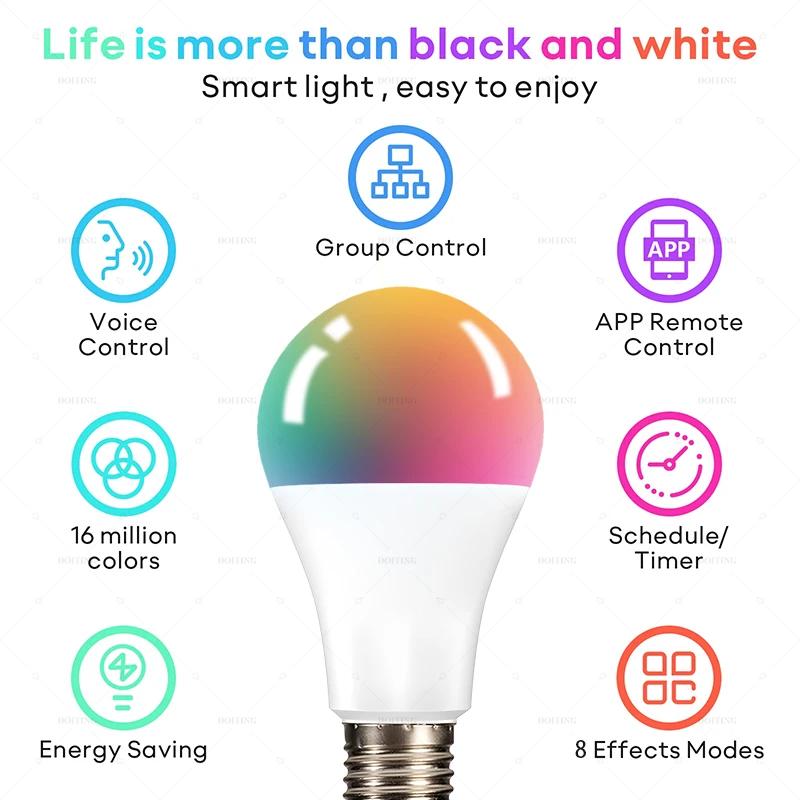 Smart Led Light Bulb Wifi/BLE  Alexa Led Lamp E27 RGB 110V 220V Smart Lamps For Google Assistant Cozylife