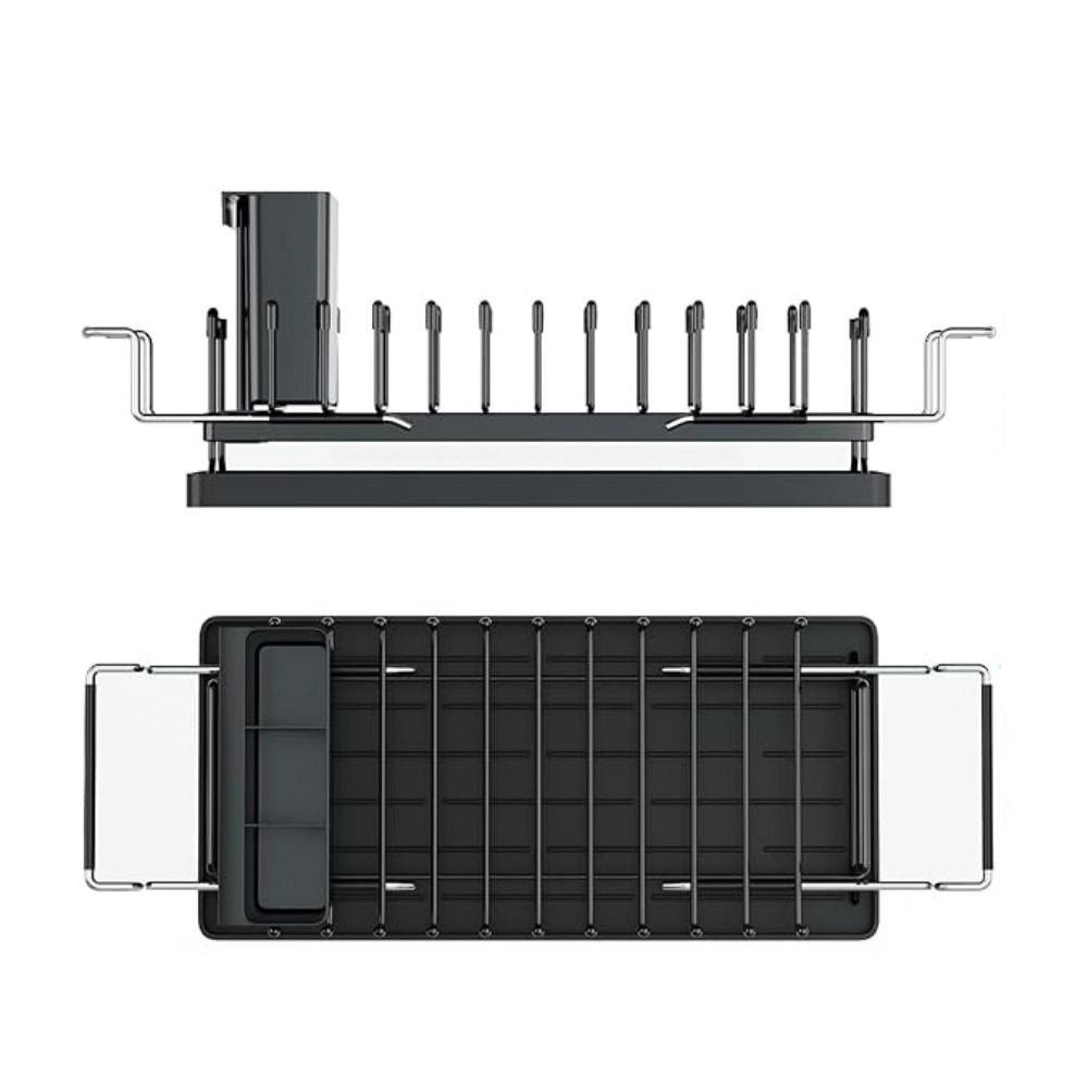Extendable Bottom Tray Dish Drainboard Space-Saving Kitchen Tableware Organizer  Spoon