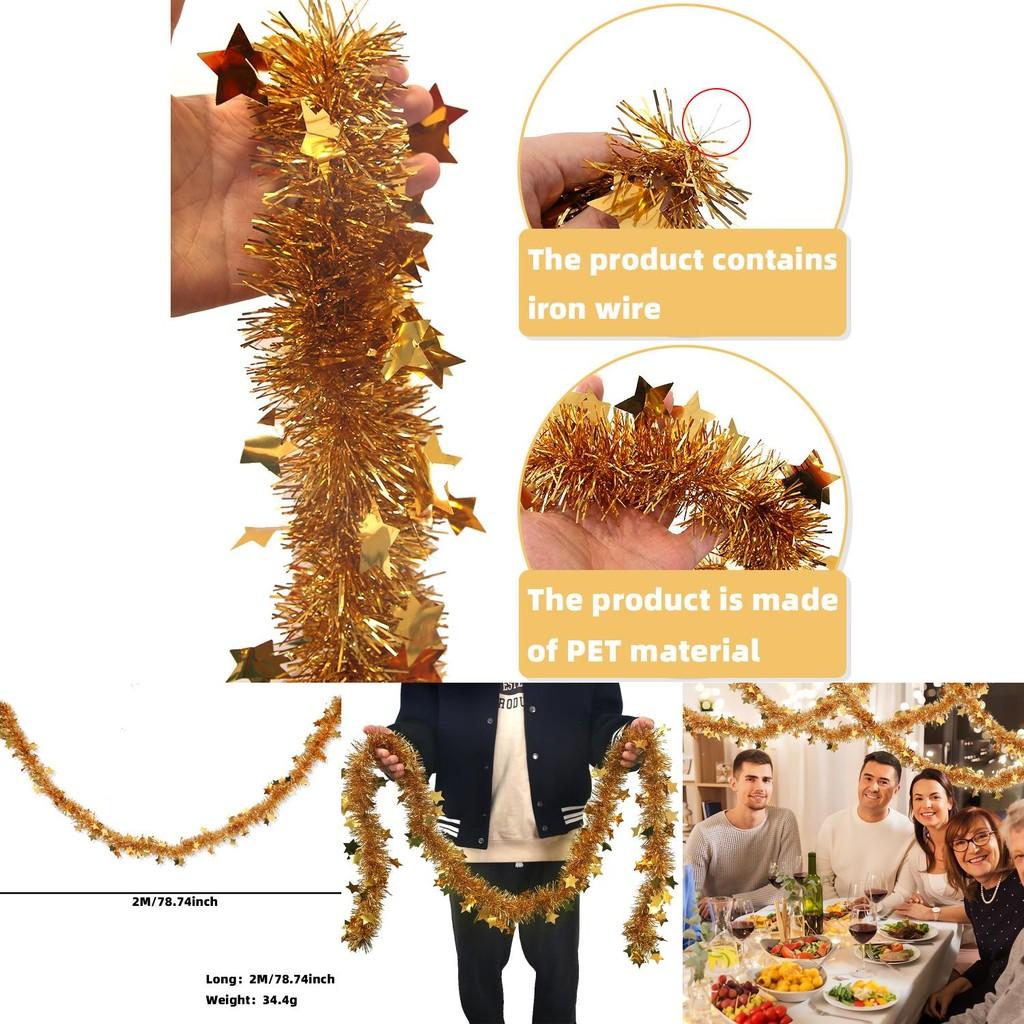 Stunning 2m Heavyweight Golden Starry Tassel Garland For Festive Occasions