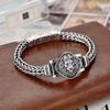 S925 Sterling Silver Hand Woven Bracelet for Men Vintage Lion Bracelet Hip-hop Punk Rock Bracelet Jewelry Gift
