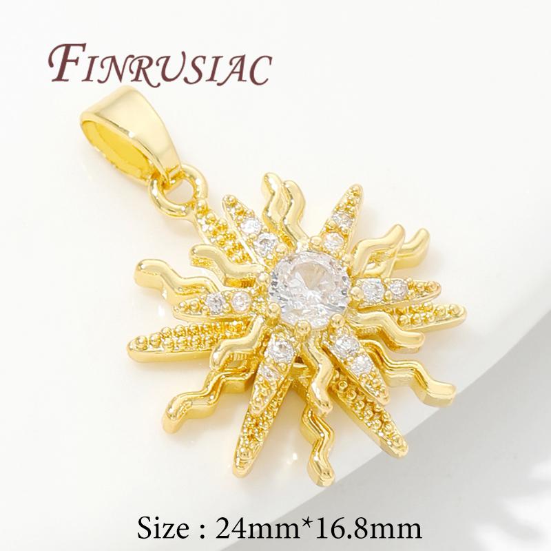 Fashion Crystal Zircon Charms For Necklace 18K Gold Plated Star/Flowers Pendants Accessories DIY Jewelry Making Supplies