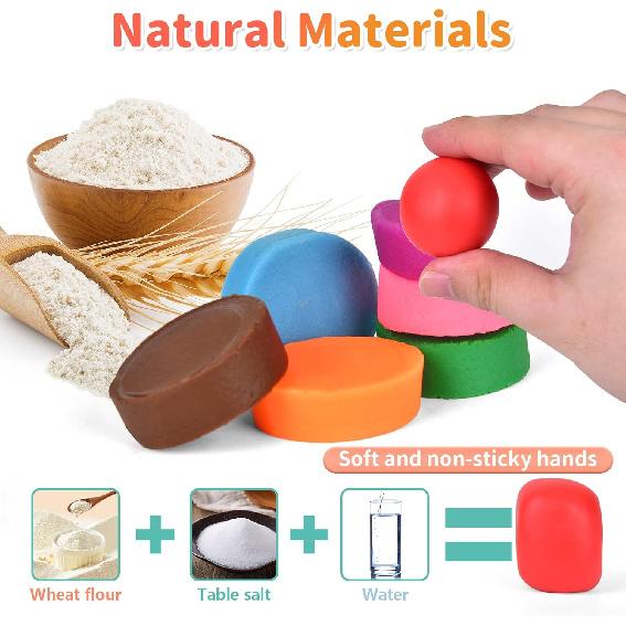 Playdough Sets for Kids Ages 4-8, 3 In1 Playdough Ice Cream 72 Pcs Toddlers' Play Kitchen Set Play Dough for Creations Making Noodle/Ice