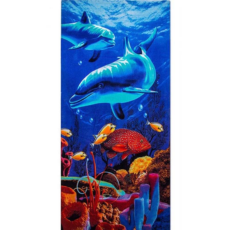 Ocean Animals Cotton Bath Towels 3D Dolphin Shark Turtle Whale Beach Towel Microfiber Home Textile Face Hair Hand Towel