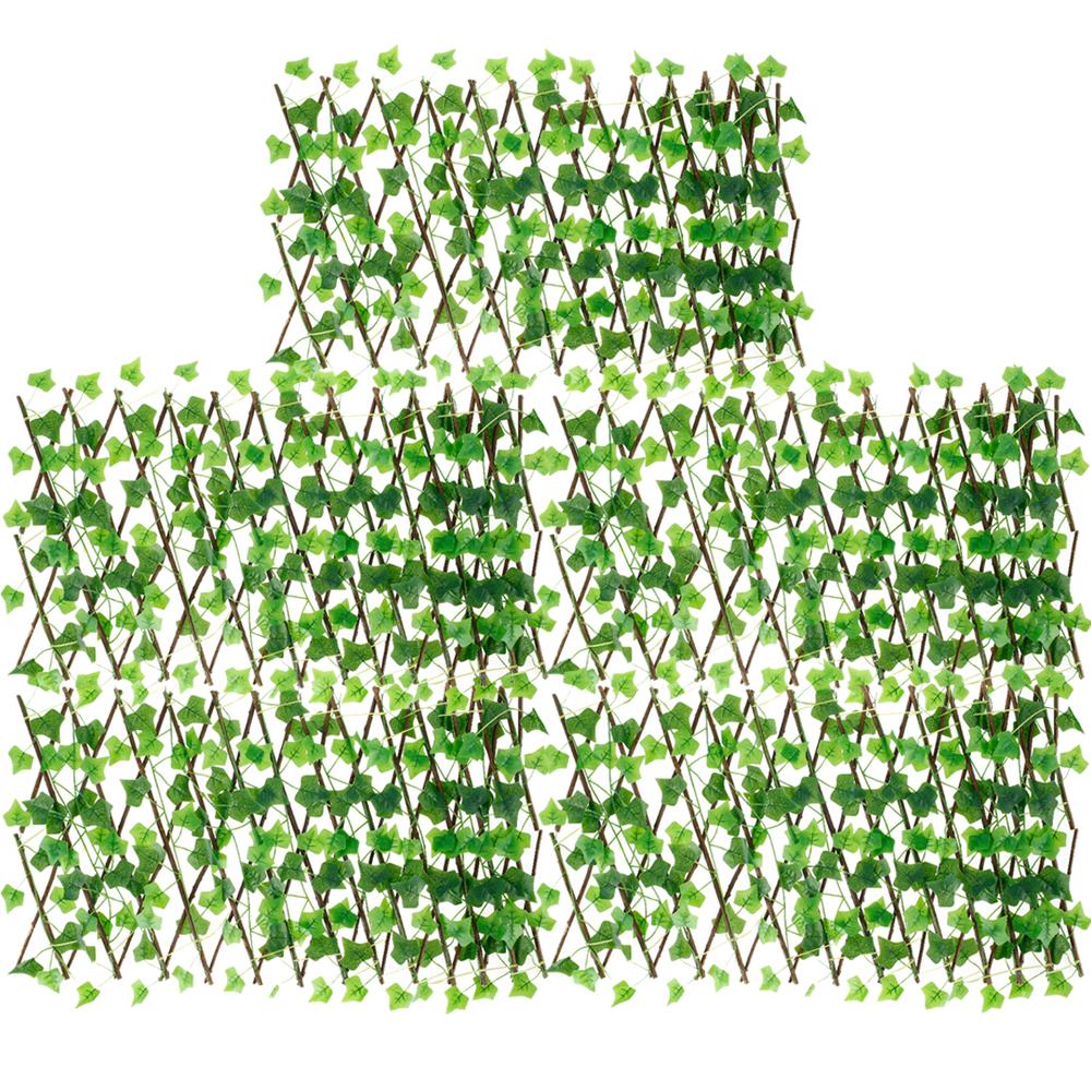 6PCS/Set Artificial Ivy Privacy Fence Garden Screening Expanding Trellis Screen Hedge Artificial Faux Leaves Wooden Fence 40cm