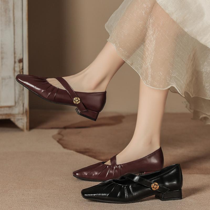 Fashion Women's Chunky Heel Mary Jane Shoes Soft Sole Low Heel Non-Slip Comfortable Leather Casual Shoes Autumn Winter New
