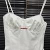 European Station Summer Women's Clothing American Spice Girl Design Waist Embroidery Suspender Lace Splicing Top European Goods