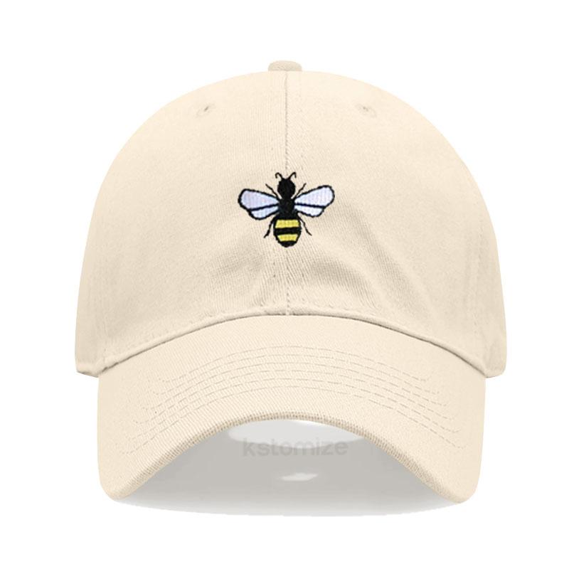 Washed Cotton Honeybee Embroidery Baseball Caps For Men Women Dad Hat Adjustable Snapback Cap Dropshipping