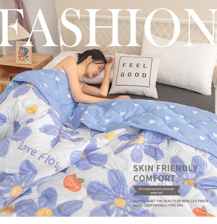 Summer Thin Ultrasonic Aloe Cotton Quilt for Dormitory Students