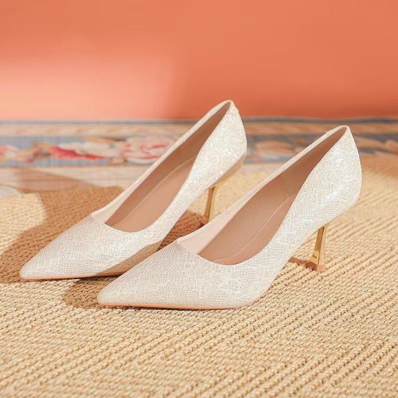 Mode Mode 2025 Slipper Damen High Heels Spitzschuh Flach Dünne Absätze Pumps für Prägnante Marke Hochzeit & Kleid Damenschuhe