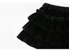 Girls' Black Velvet Layered Puffy Skort - Princess Style, Anti-Exposure, Spring/Autumn Korean Edition