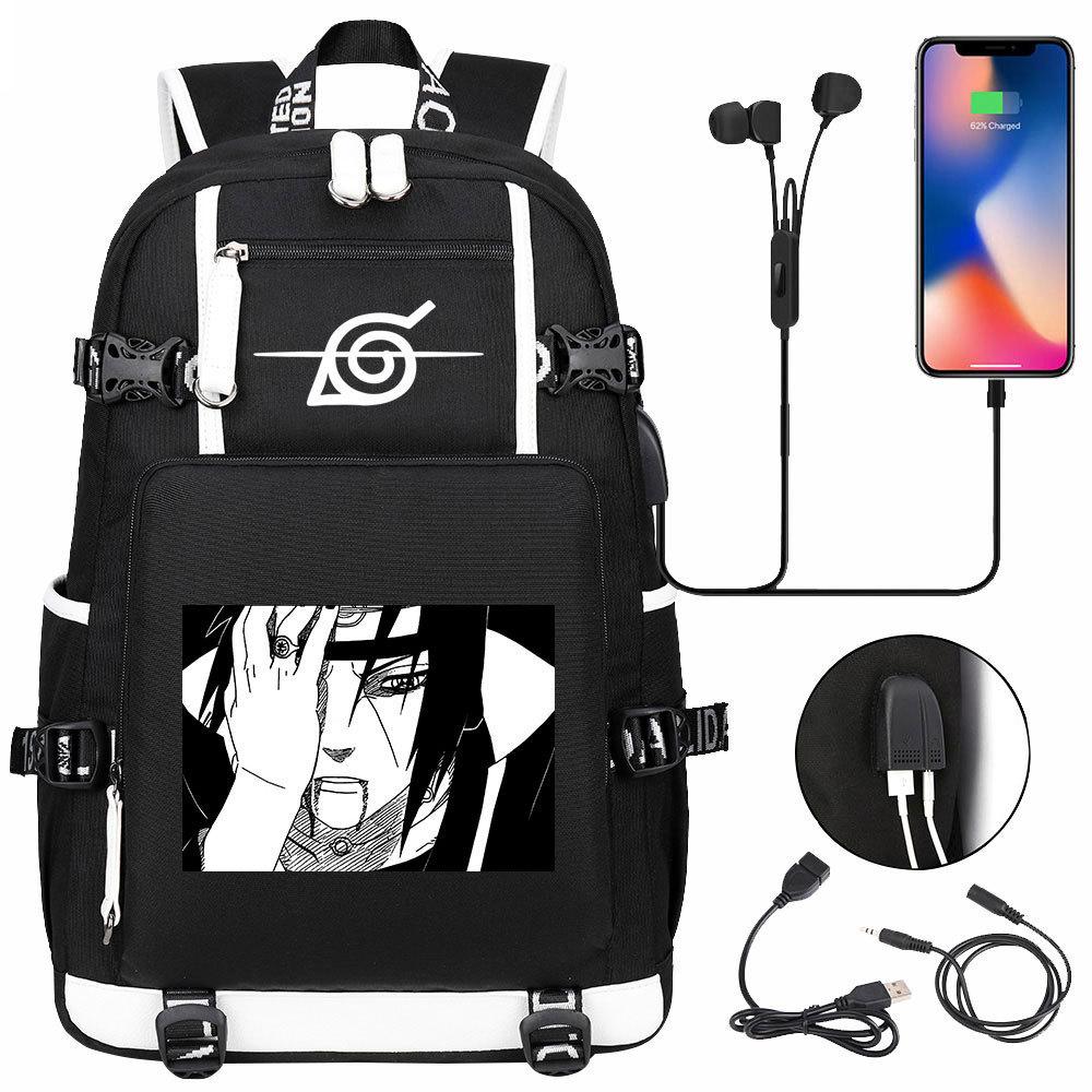Neuer Naruto-Druck USB Teenager Schüler Schultasche Herren und Damen Freizeit Rucksack mit großer Kapazität Reise Rucksack