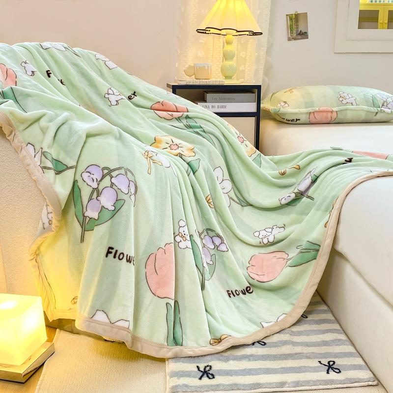 Double-Sided Milk Velvet Printed Blanket Multi-Functional Throw Blanket Non-Shedding Machine Washable Double-Sided Fleece Blanket