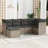 Vidaxl 6-Cz. Conjunto de Muebles de Jardín con Cojines, Gris, Poliratán