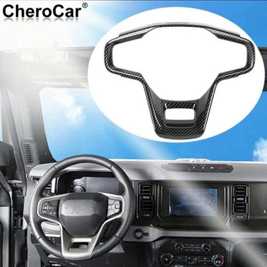 Carbon Fiber Steering Wheel Panel Cover Trim Accessories For Ford Bronco -25