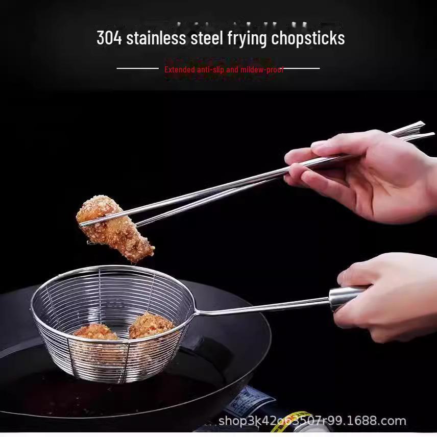 

Удлиненные нескользящие палочки для еды из нержавеющей стали, устойчивые к высоким температурам и ожогам, идеально подходят для приготовления и приема пищи. 36cm 6.5cm, 304 stainless steel