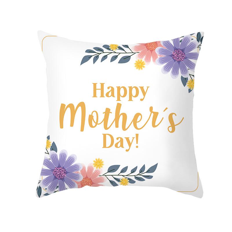 New Mother's Day Printed Pillow Cover Peach Skin Home Sofa Decoration Pillow Bedroom Cushion Pillow Cover