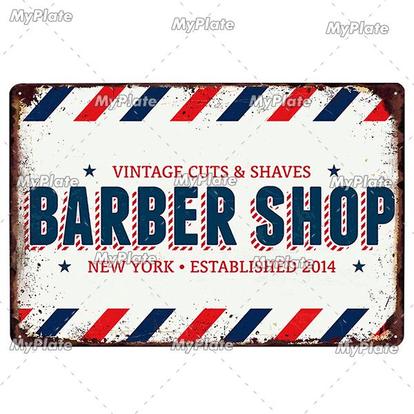 [MyPlate] BARBER BAR Metal Sign Vintage Plaque Tin Sign Plate Wall Decor For Bar Club Man Cave Art Painting Gift