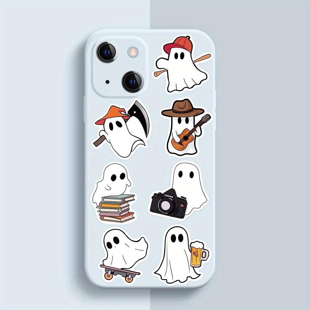 Mixed Color PVC Oblong Self-adhesive Halloween Horror Ghost Cartoon Stickers, Single Use,with DIY Decorations for Party Supplies