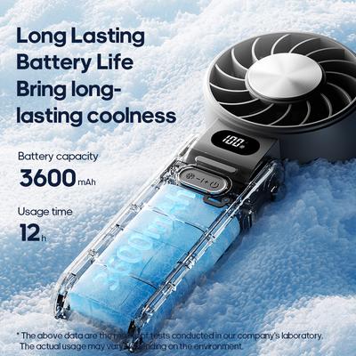 Kinscoter Nuevo Ventilador de Mano Refrigerante 3600mAh Plegable Portátil 100 Niveles Control Libre Alta Velocidad Mini Ventilador Personal con Cordón