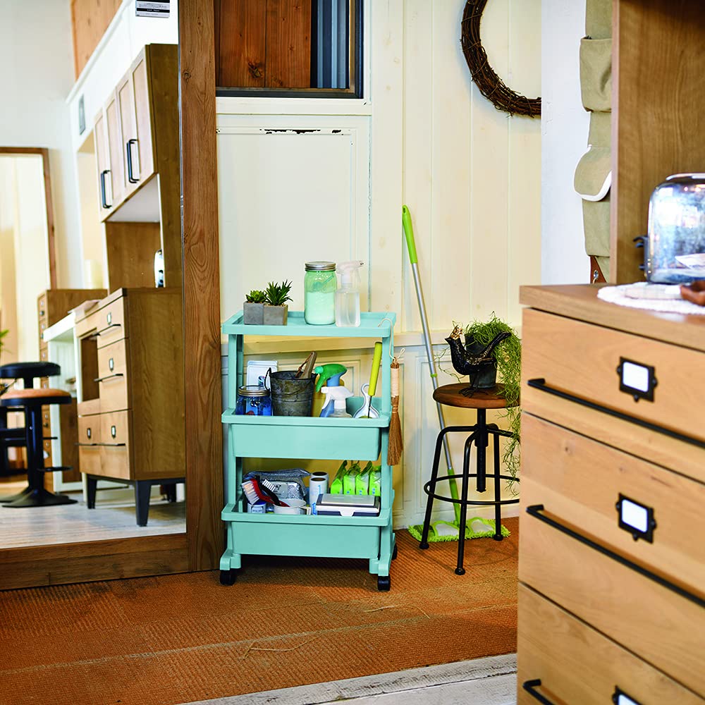 JEJ Astage Storage Lycee Table Wagon 3 Tiers Blue Made In Japan Easy Assembly Width 45 X Depth 30 X Height Cm (Approx.) 71.5