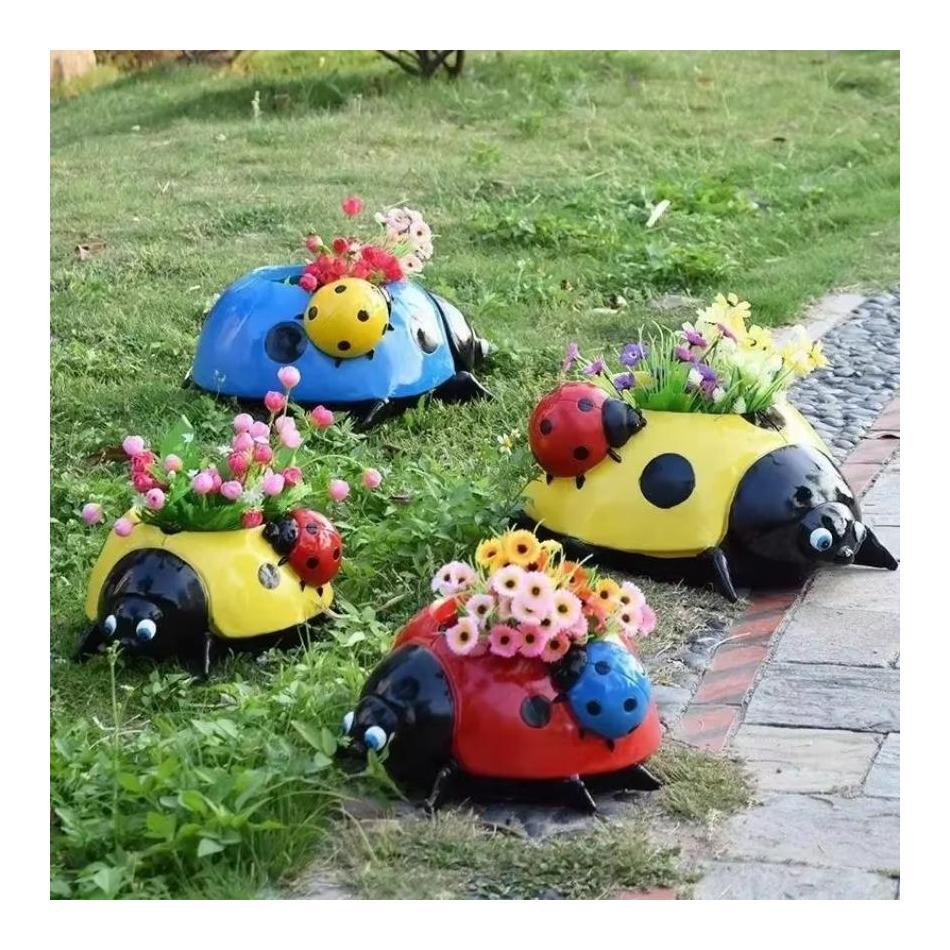 1 Pcs Beetle Courtyard Lawn Beetle Seven Star Ladybug Flower Pot Resin Decor Garden Decoration Creative Fashion Crafts