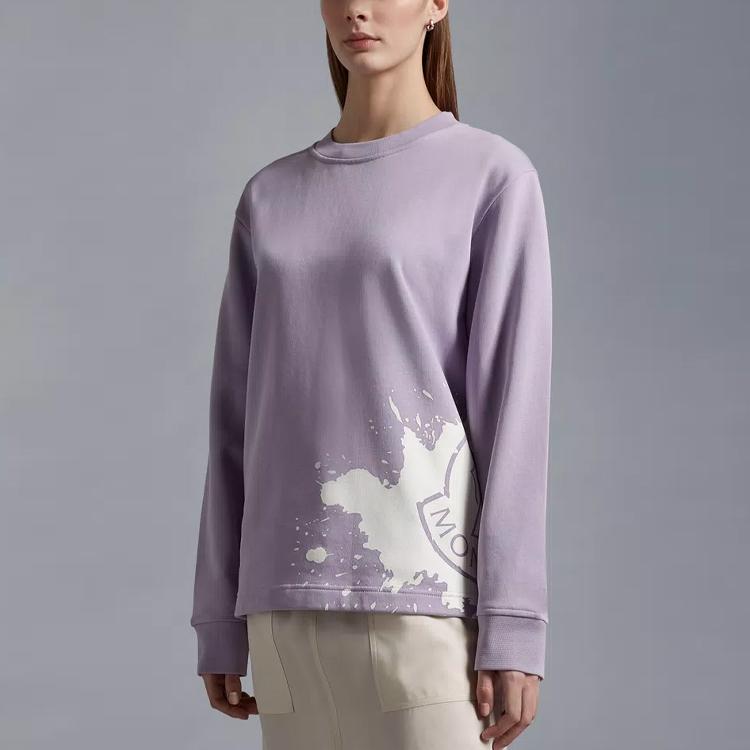 Moncler SS23 Round Neck Distressed Long Sleeve Sweatshirt Women sweatshirt Purple I10938G00025899TR61A