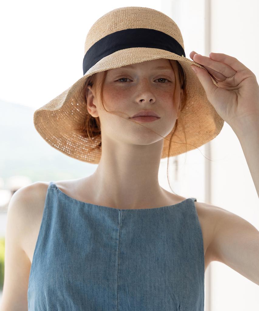 Tatiana Anvely Natural Raffia Ribbon Cloche Hat Ht8191 Black