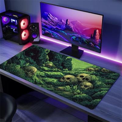 Dark Moss Skull Large Extended Gaming Mousepad Non Slip Desk Mat Gothic Forest Keyboard Mousepad For Laptop Desktop Office Decor