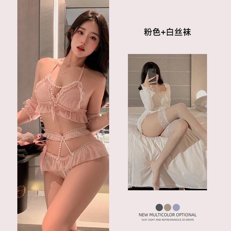 New Sexy Underwear Women's Sexy Lace Suspender Hip Skirt Uniform Temptation Three Points