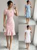 2025 Retro French Puff Sleeve Jacquard Dress for Women - European & American Style