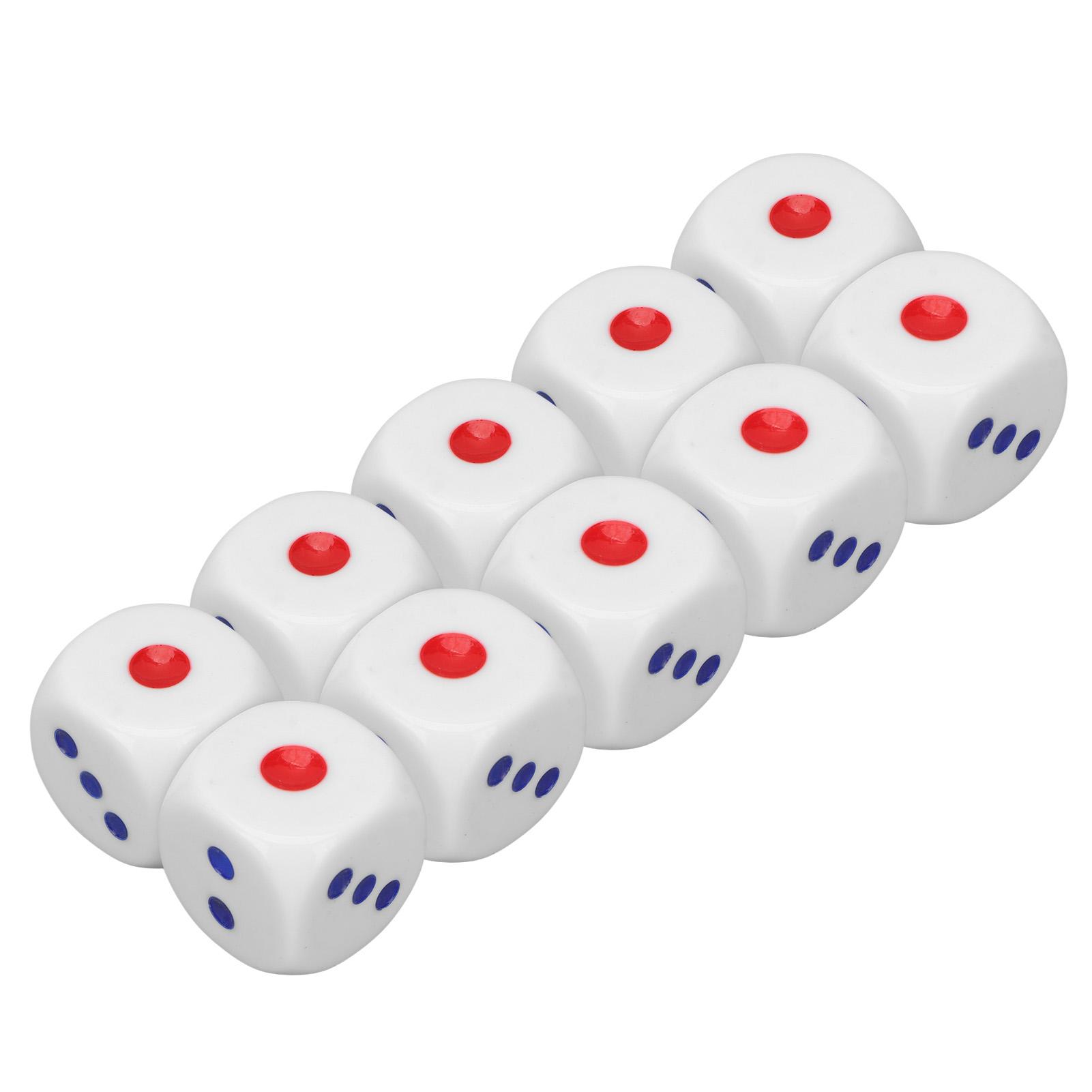 

10pcs 6 Sided Dice Interesting Safe Waterproof Portable Standard Dice for Entertainment