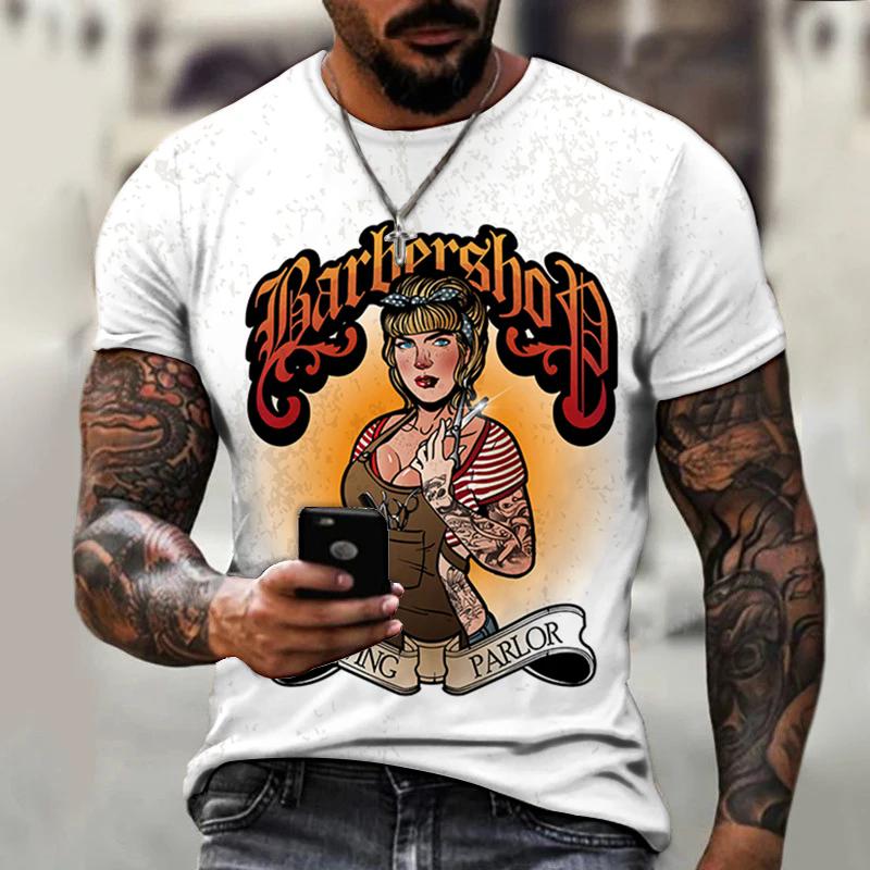 Street Men's T-shirt Hairdressing Pattern Casual Short Sleeve O Neck Fashion Hot Seller Funny 3D Printed Harajuku Hip Hop Shirt