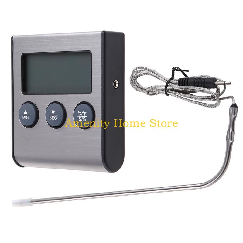

F26C Digital Kitchen Thermometer LCD Display Long Probe for Grill Oven Food Meat Cooking Alarm Timer Measuring Tools