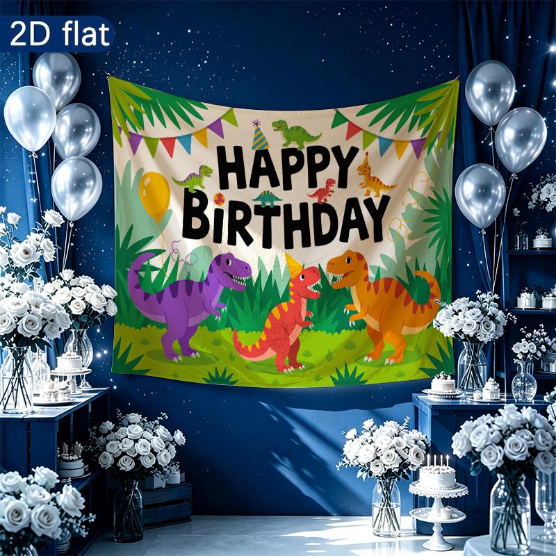 Birthday Roses Balloons Gifts Celebration Banner, Polyester Backdrop for Home Decor & Party Supplies
