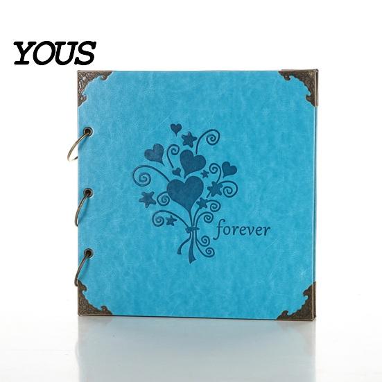 Tree of Life Embossed Cover DIY Scrapbook Album, Faux Leather Black Card Photo Album with Metal Corner Guard Ring Binding, Memory Book for Journaling,