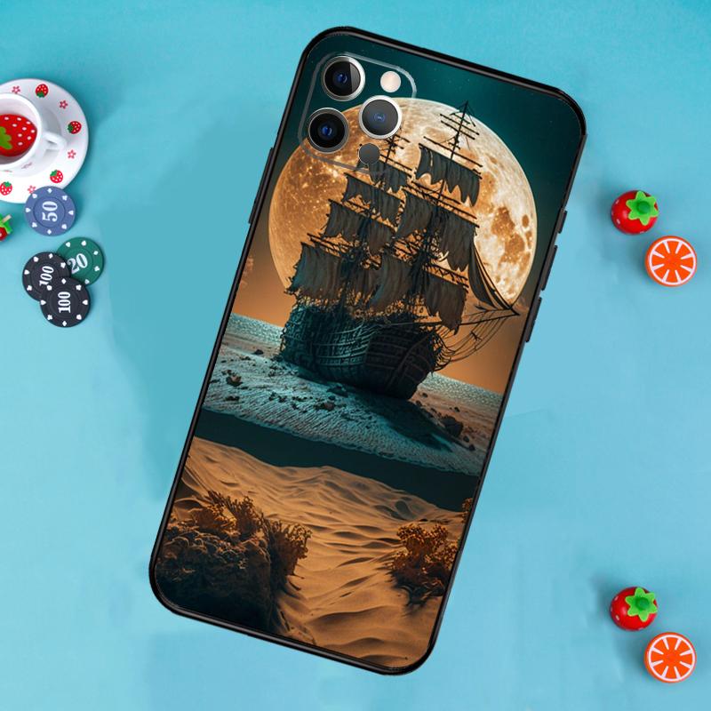 Sailing Ship Pirate Ship Phone Case For iPhone 17 Air 14 16 15 11 12 13 Pro Max 12 13 Mini 15 16 Plus 16e Cover Funda