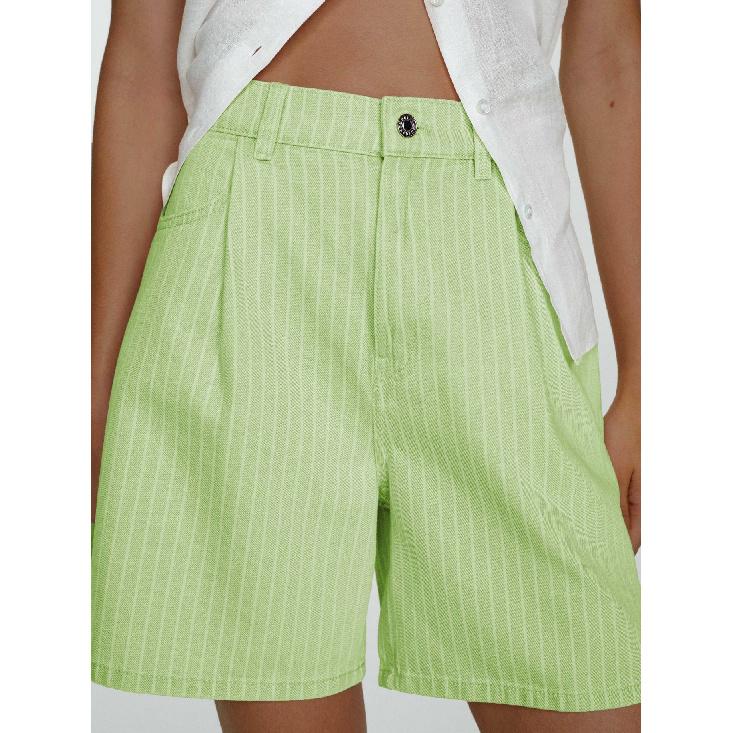Modische Lässige Damen Gestreifte Lockere High Waist Damen Denim Shorts