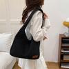 Large Capacity Canvas Shoulder Bag Square Teens School Bag Versatile Simple Tote Bags Shopping