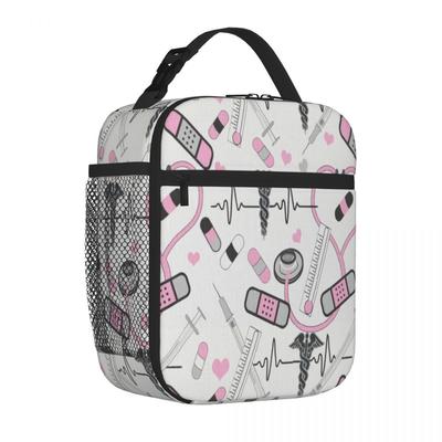 Bestselling Nurse Pattern Fabric Cute Office Lunch Bag Nursing Shift Student Lunch Bag