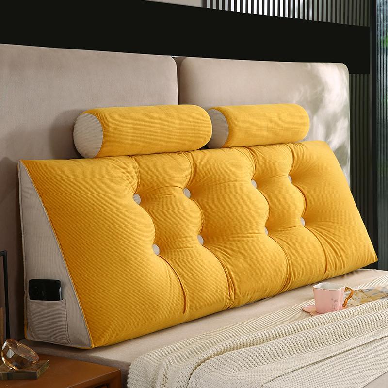 

Подушка для головы кровати, мягкая, поясничная, спинка, утолщенная, противоударная, подушка для дивана, съемная и моющаяся 80*50*20cm+pillow жёлтый