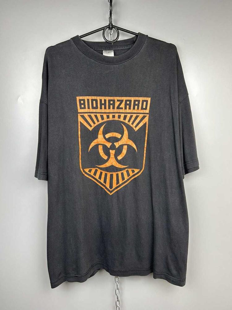 

Винтажная футболка группы Biohazard Тур 90-х Короткий рукав Хлопковая футболка NZ1758 Унисекс Футболка XL