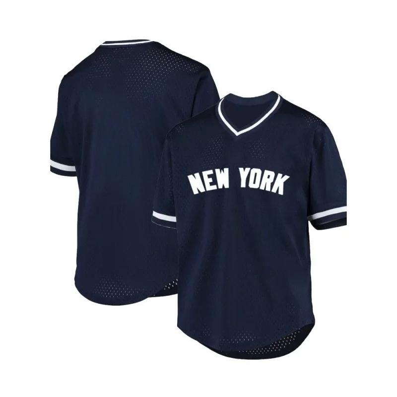 

Baseball Jersey, New York Letter-printed Baseball Shirt, Loose and Breathable, V-neck Short-sleeved, Retro Sportswear S