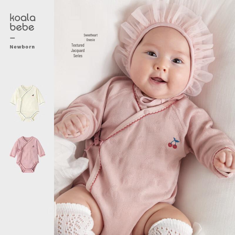 Koala Bebe Baby Girl Sweet Cherry Jacquard Long Sleeve Bodysuit 52cm