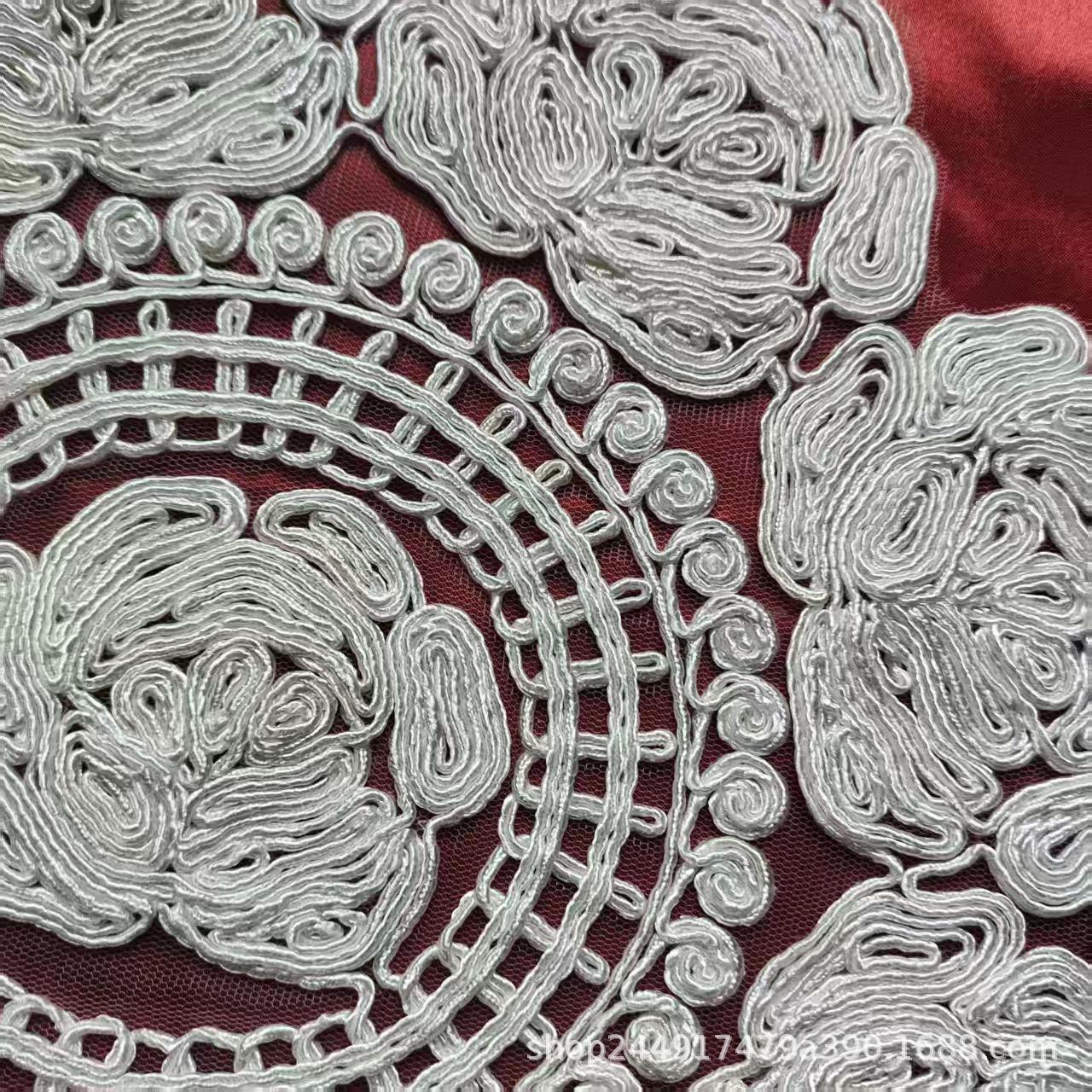 Vintage White Rose Bud Lace Embroidered Placemat Coaster - 30CM Round Diameter 30CM белый