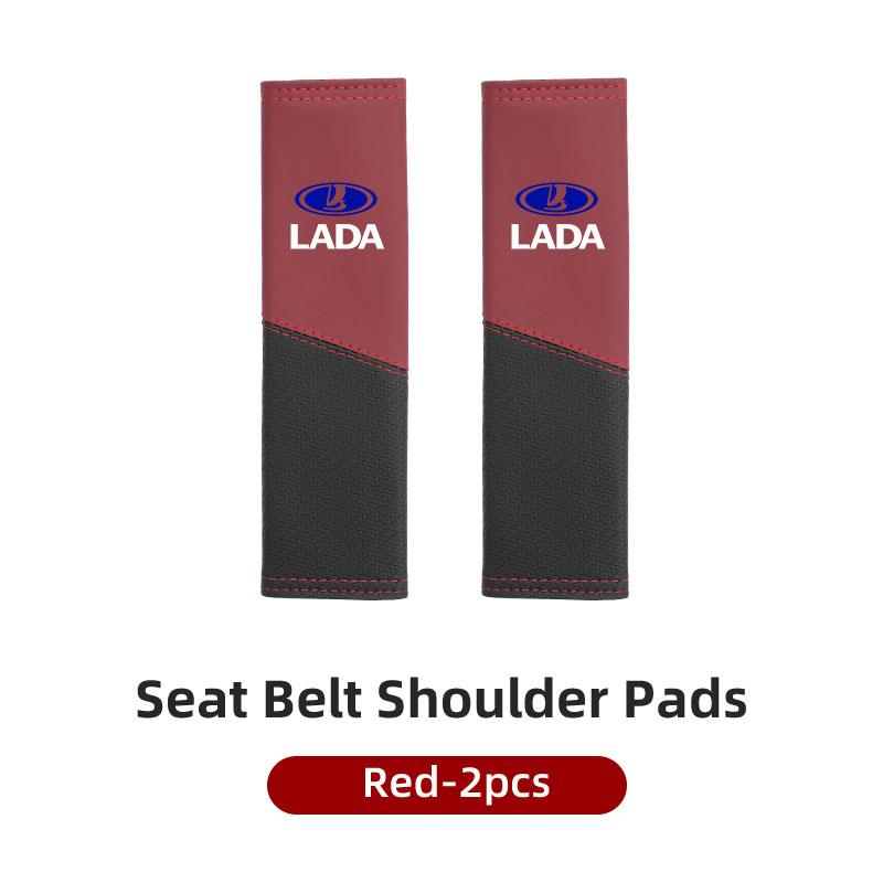 For Lada 2pcs Leather Splicing Car Seat Belt Pad Interior Accessories Niva Vesta 4X4 Samara Kalina Largus Priora Granta