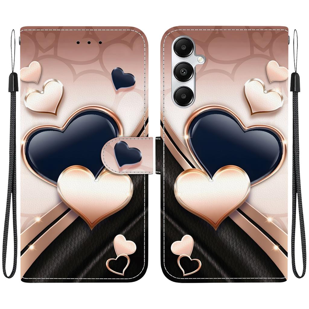 Handmade PU Leather Flip Case for Samsung Galaxy A35 (A356E/A356B/A356U)- Anti-Slip Shockproof Cover with Wrist Strap & Heart/Rose Cat Designs