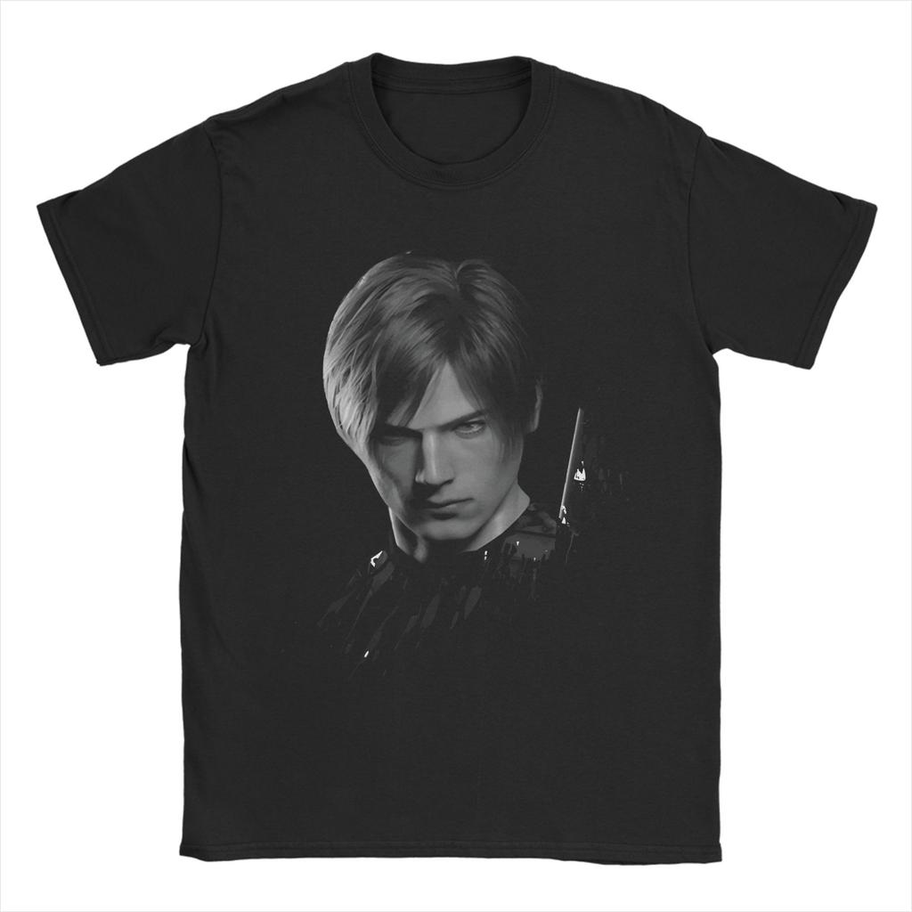 leon s kennedy T Shirt Beach Cotton TShirts For Men Hip Hop Loose Tee Shirt Short Sleeve Funny Top Tees